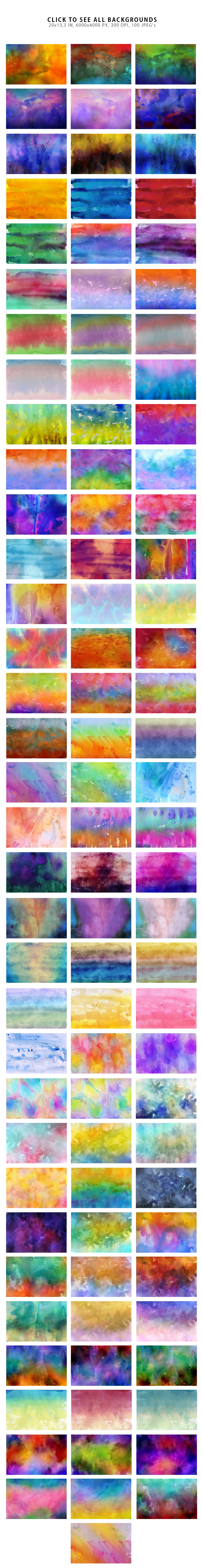 100 Watercolor Backgrounds Vol. 3