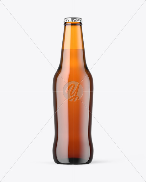 Amber Glass Beer Bottle Mockup