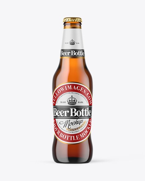 Amber Glass Beer Bottle Mockup