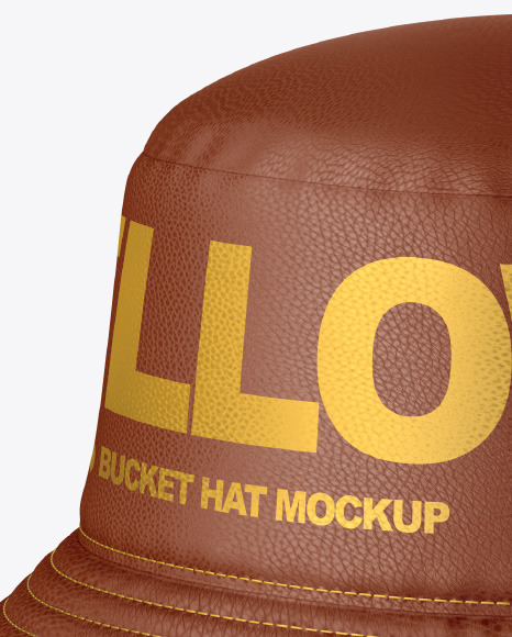 Leather Bucket Hat w/ Wide Brim Mockup