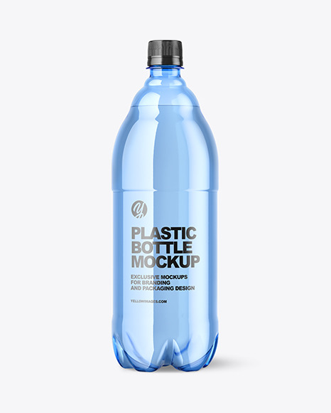 Blue Plastic Water Bottle Mockup