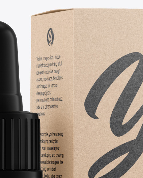 Matte Dropper Bottle w/ Kraft Box Mockup