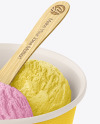 Matte Paper Ice Cream Cup w/ Wooden Stick Mockup