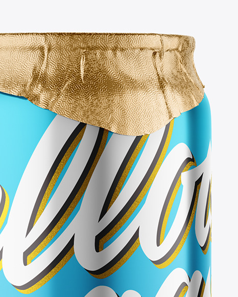 440ml Glossy Metallic Drink Can w/Foil Lid Mockup