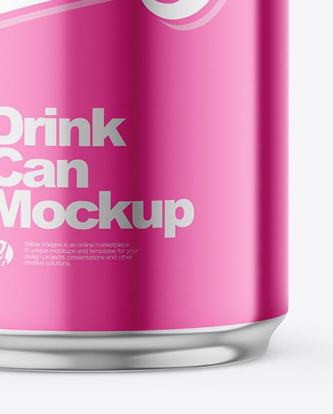 440ml Glossy Metallic Drink Can w/Foil Lid Mockup