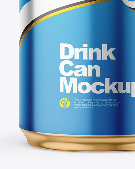 440ml Glossy Metallic Drink Can w/Foil Lid Mockup