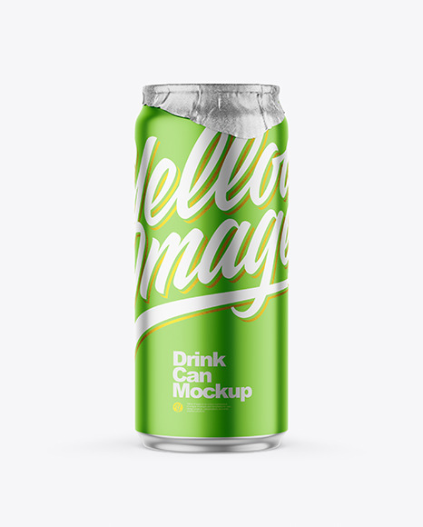 440ml Matte Metallic Drink Can w/Foil Lid Mockup