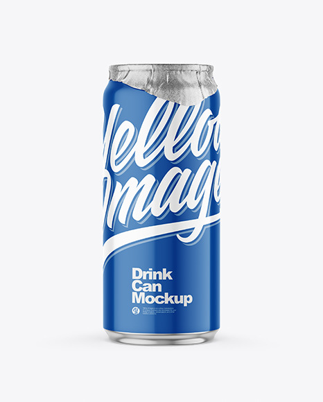 440ml Glossy Drink Can w/ Foil Lid Mockup