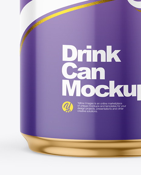 440ml Glossy Drink Can w/ Foil Lid Mockup
