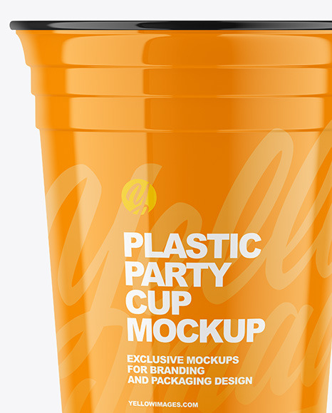 Glossy Plastic Party Cup Mockup