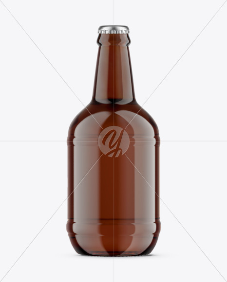 500ml Amber Glass Beer Bottle Mockup