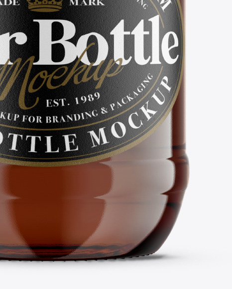 500ml Amber Glass Beer Bottle Mockup