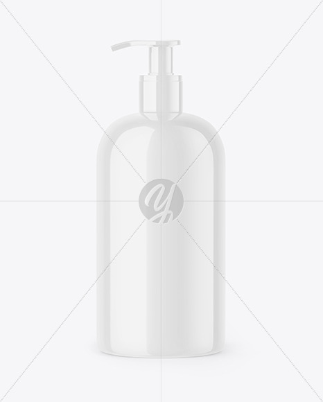 Glossy Sanitizer Bottle with Pump Mockup