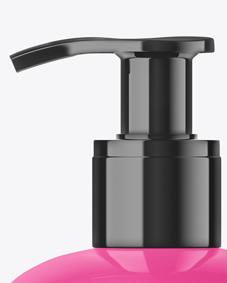 Glossy Sanitizer Bottle with Pump Mockup