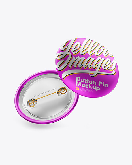 Two Metallic Button Pins Mockup