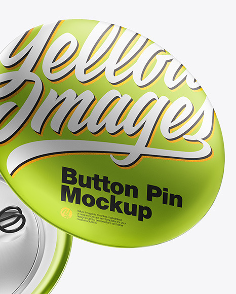 Two Metallic Button Pins Mockup