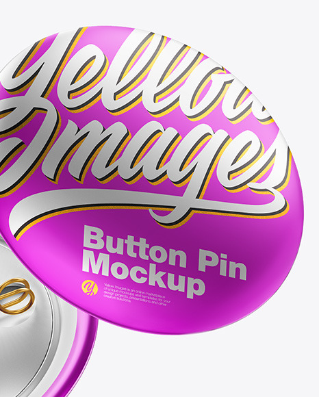 Two Metallic Button Pins Mockup