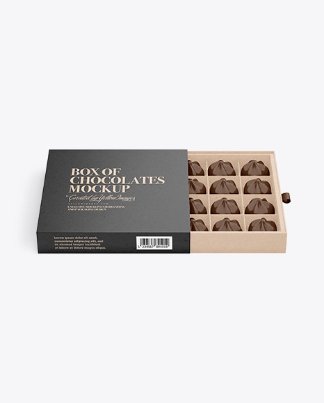 Kraft Paper Box of Chocolate Sweets Mockup