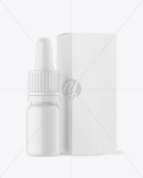 Matte Dropper Bottle w/ Paper Box Mockup