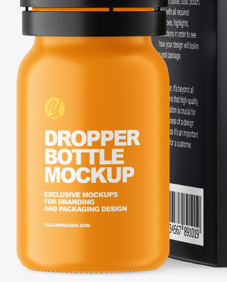 Matte Dropper Bottle w/ Paper Box Mockup