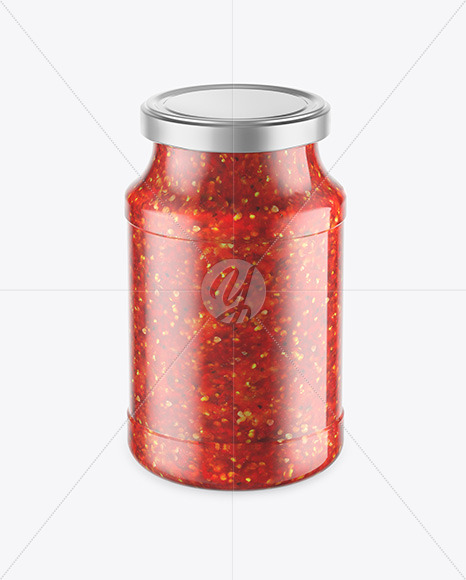 Glass Jar With Chili Sauce Mockup