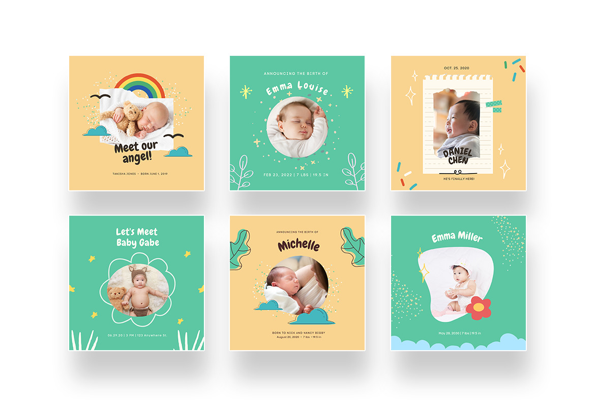 Cute Baby Birth Announcement Canva Cute Baby Birth Announcement Canva