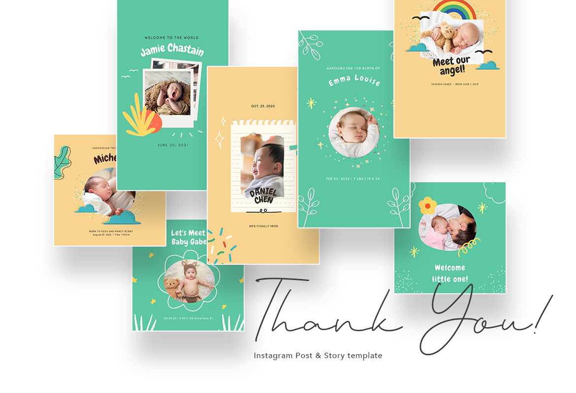 Cute Baby Birth Announcement Canva