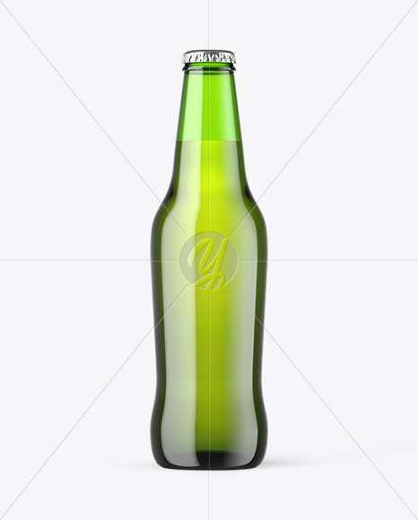 Green Glass Beer Bottle Mockup