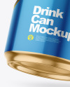 440ml Glossy Metallic Drink Can w/ Foil Lid Mockup