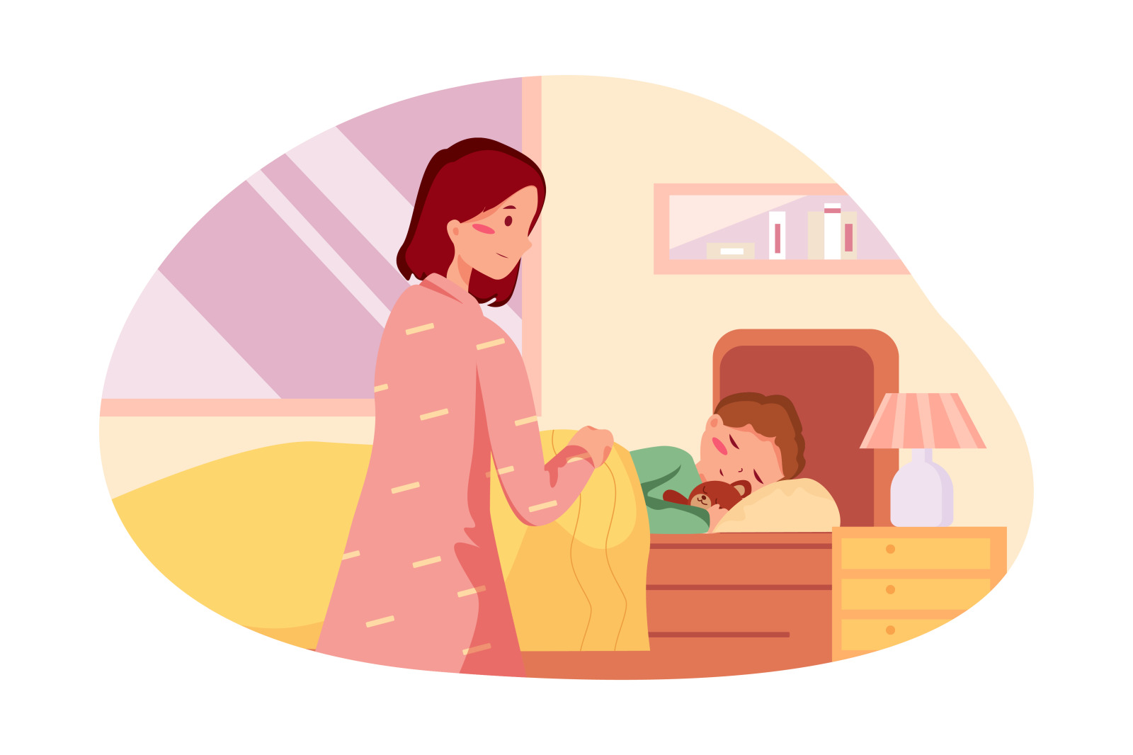 M271_ Mother with Kids Illustrations M271_ Mother with Kids Illustrations