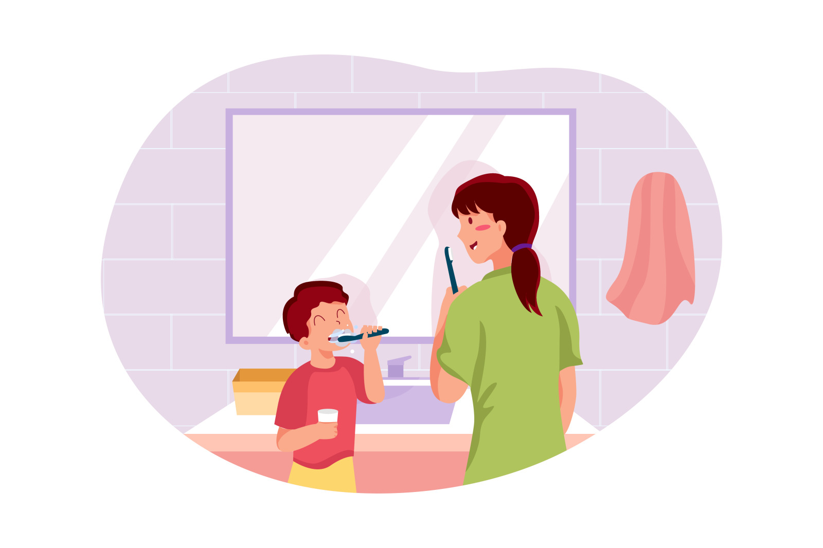M271_ Mother with Kids Illustrations M271_ Mother with Kids Illustrations