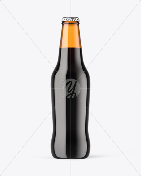 Amber Glass Dark Beer Bottle Mockup