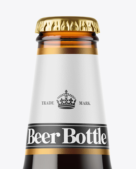 Amber Glass Dark Beer Bottle Mockup