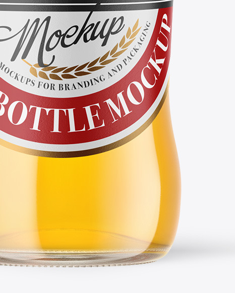 Clear Glass Lager Beer Bottle Mockup