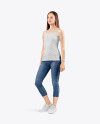 Woman in Strap Top &amp; Jeans Mockup