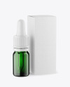 Green Glass Dropper Bottle w/ Kraft Box Mockup