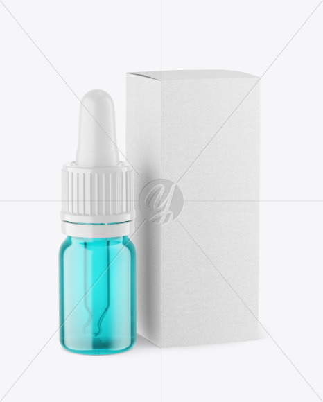 Colored Glass Dropper Bottle w/ Kraft Box Mockup