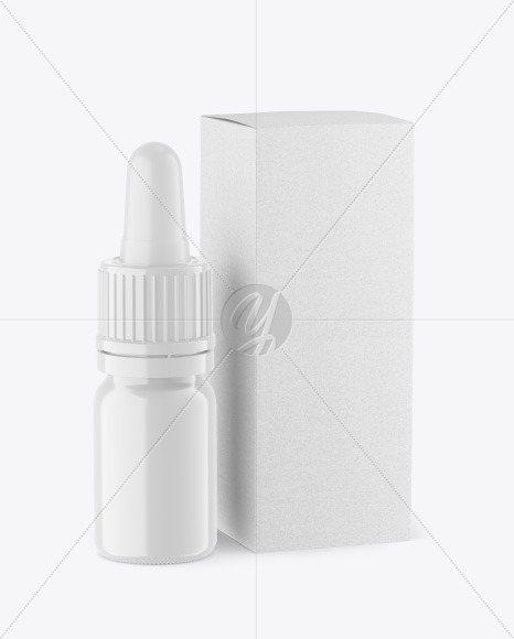 Glossy Dropper Bottle w/ Kraft Box Mockup