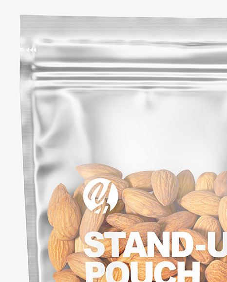 Frosted Plastic Pouch w/ Almonds Mockup