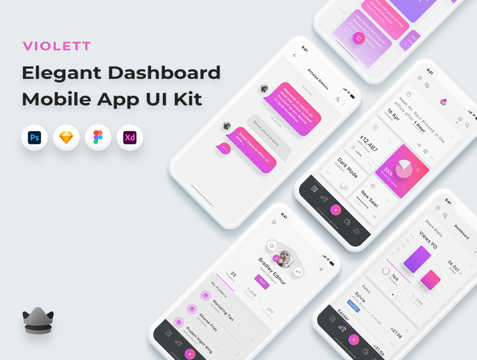 Violett - SaaS &amp; Admin Dashboard App UI Kit