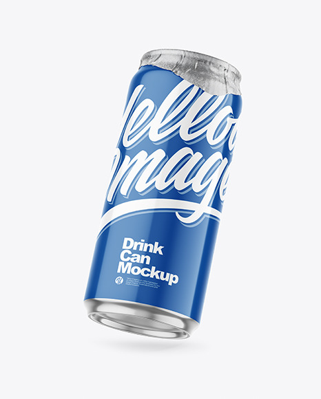 440ml Glossy Drink Can w/ Foil Lid Mockup