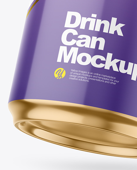 440ml Glossy Drink Can w/ Foil Lid Mockup