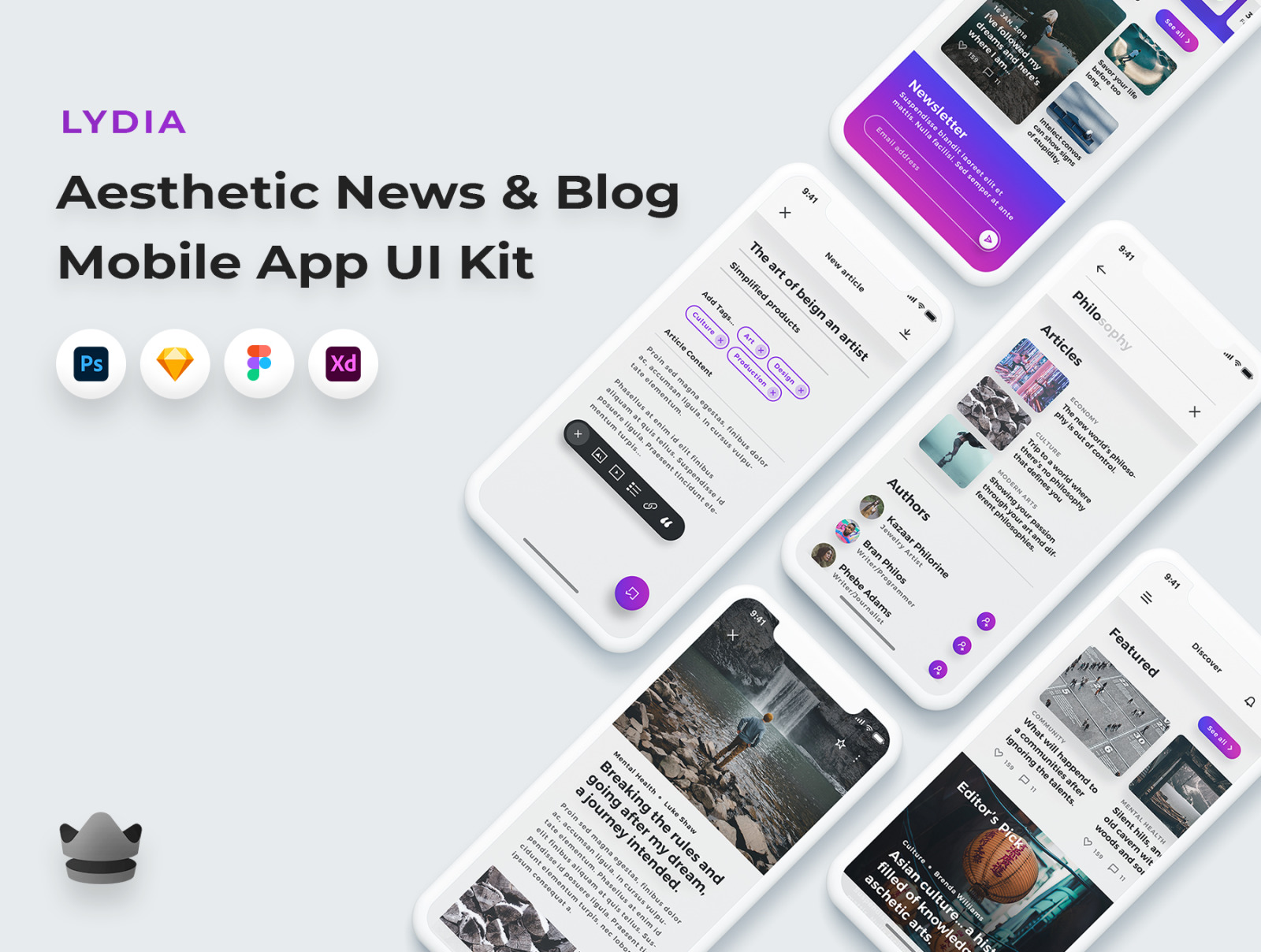 Lydia - Aesthetic Blogging App UI Kit