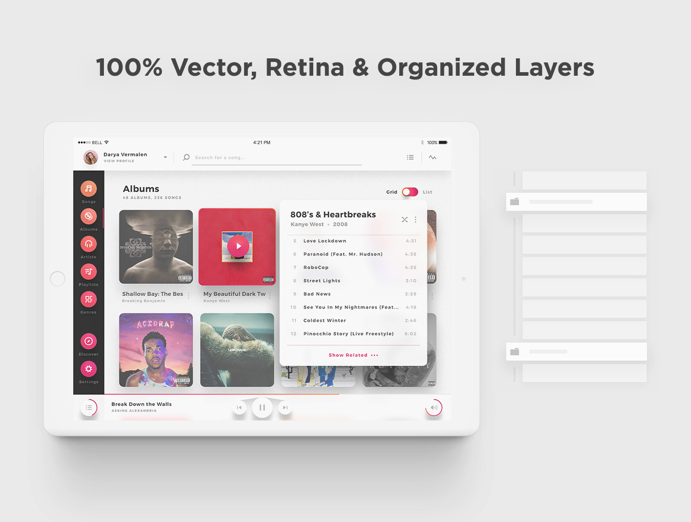 Crimson - Artistic Music Player UI Kit