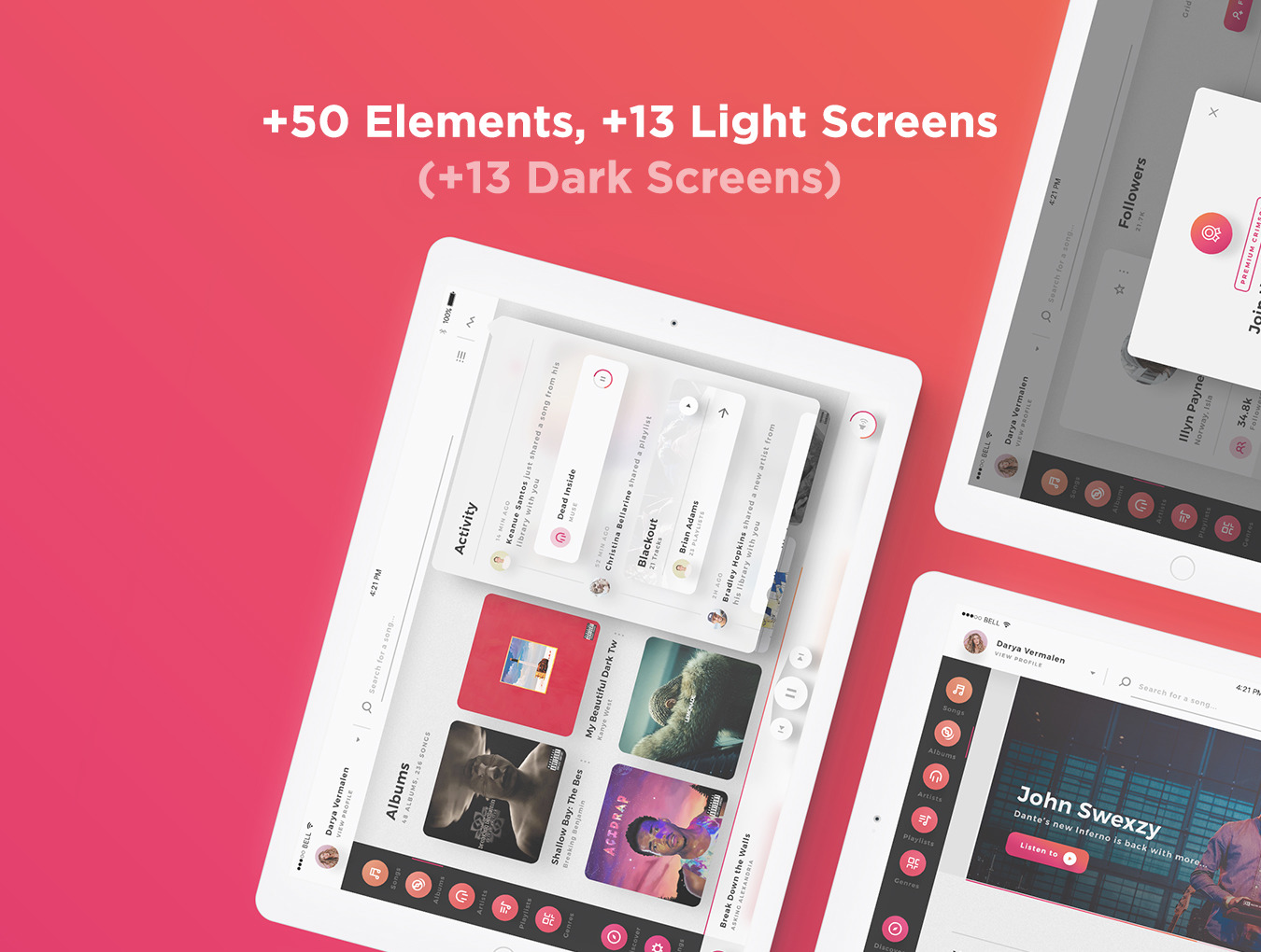 Crimson - Artistic Music Player UI Kit Crimson - Artistic Music Player UI Kit
