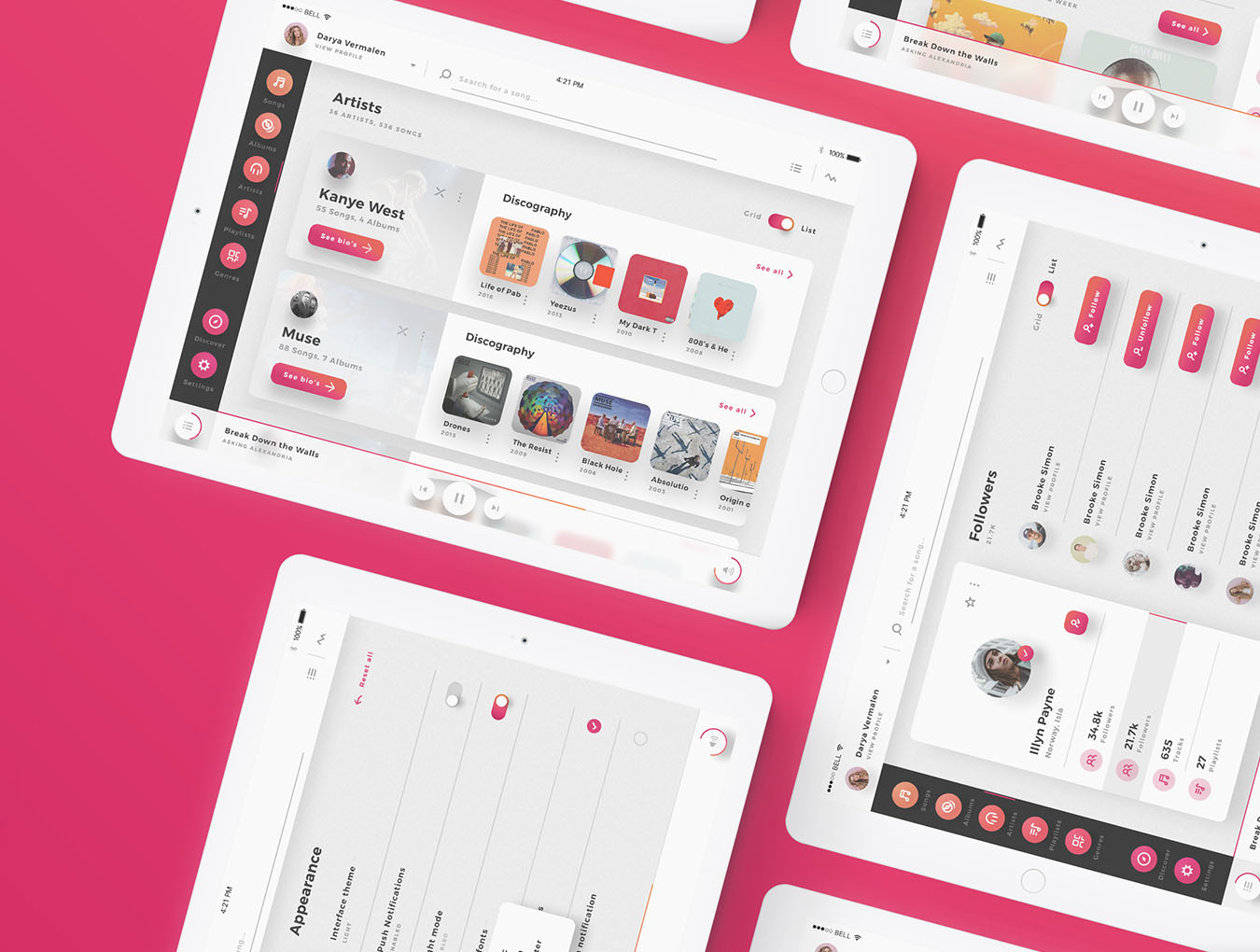 Crimson - Artistic Music Player UI Kit Crimson - Artistic Music Player UI Kit