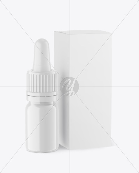 Glossy Dropper Bottle w/ Box Mockup