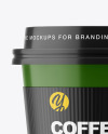 Glossy Paper Coffee Cup with Holder Mockup