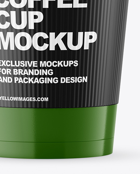 Glossy Paper Coffee Cup with Holder Mockup