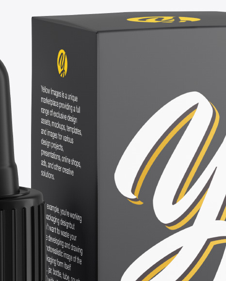 Matte Dropper Bottle w/ Box Mockup